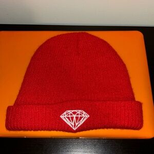Diamond supply co red beanie